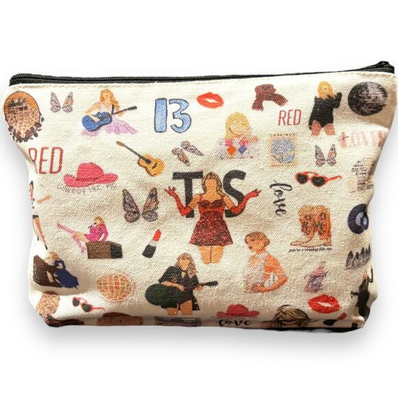 Taylor Swift TS Makeup Bag Zip Pouch 10" x 7" x 2" - Picture 1 of 5